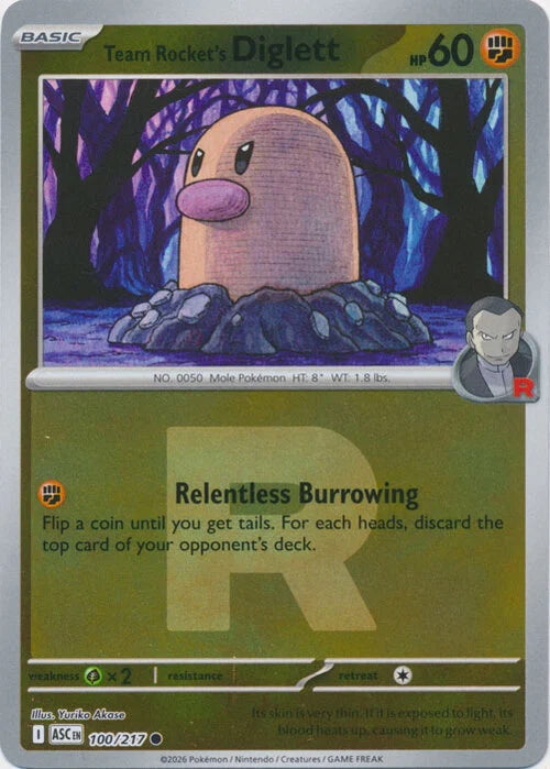 Ascended Heroes Team Rocket’s Diglett #100/217 Rocket Reverse Holo